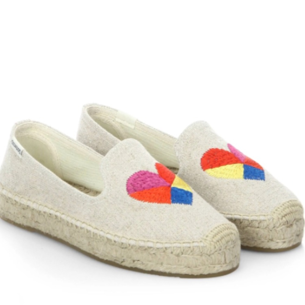 Soludos Heart Toto espadrilles size 8,5 canvas comfortable travel beach cruise